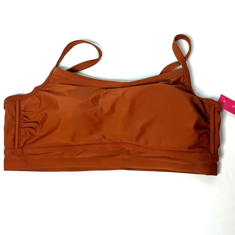 Xhilaration Juniors Longline Elevated Rust Bandeau Bikini Top Plus Size 1X New!